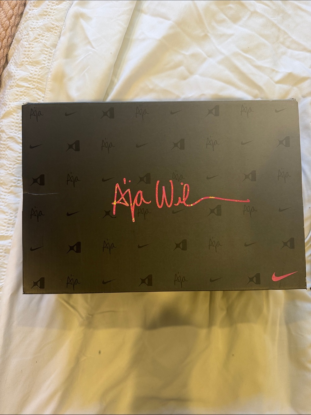 Nike Black Shoe Box with Pink Aja Wei Script